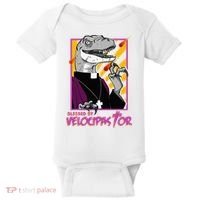 Bless By Velocipastor Cool Dinosaur Parish Priest Baby Bodysuit thumb 0