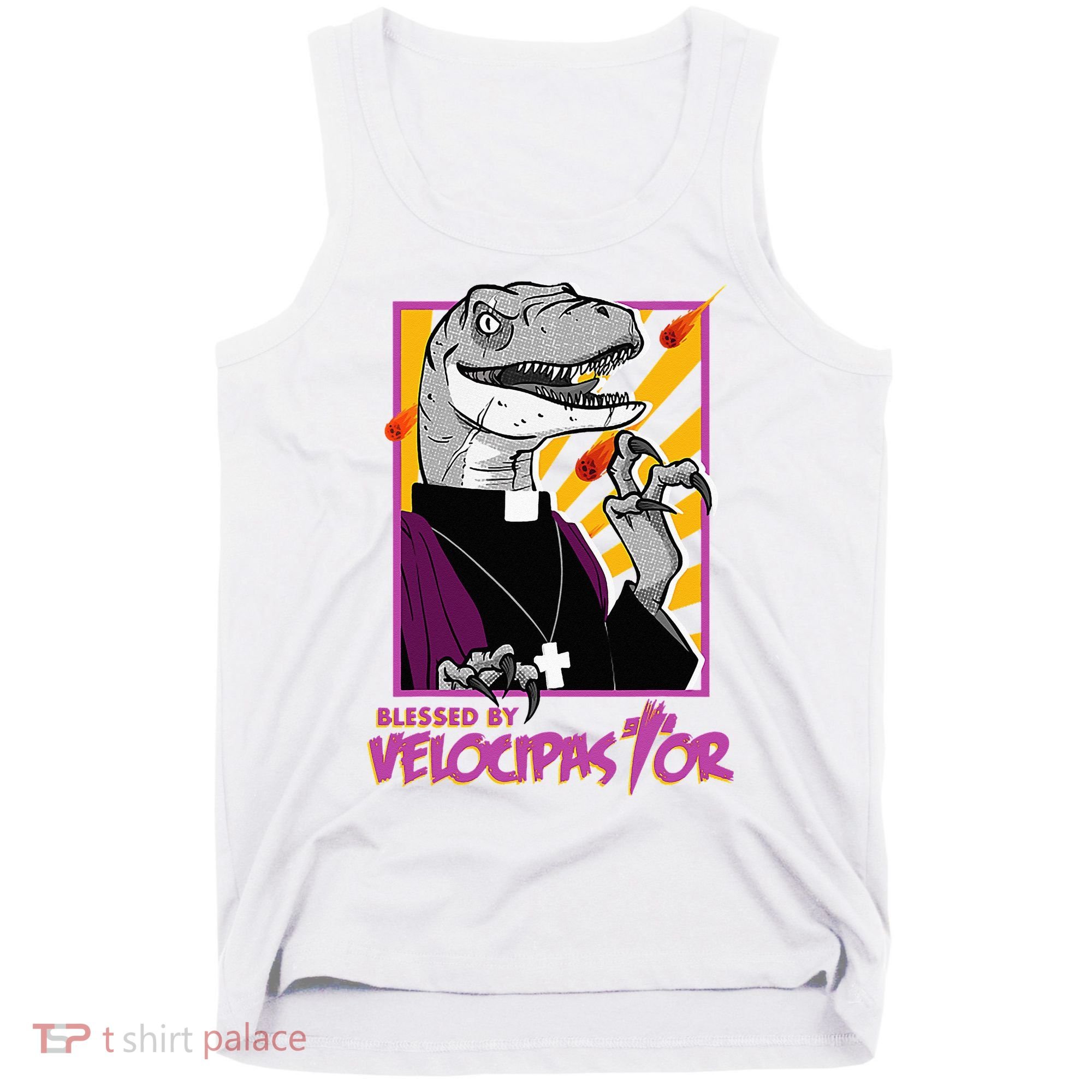 Bless By Velocipastor Cool Dinosaur Parish Priest Tank Top