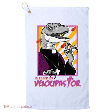 Bless By Velocipastor Cool Dinosaur Parish Priest Golf Towel