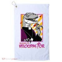 Bless By Velocipastor Cool Dinosaur Parish Priest Golf Towel thumb 0