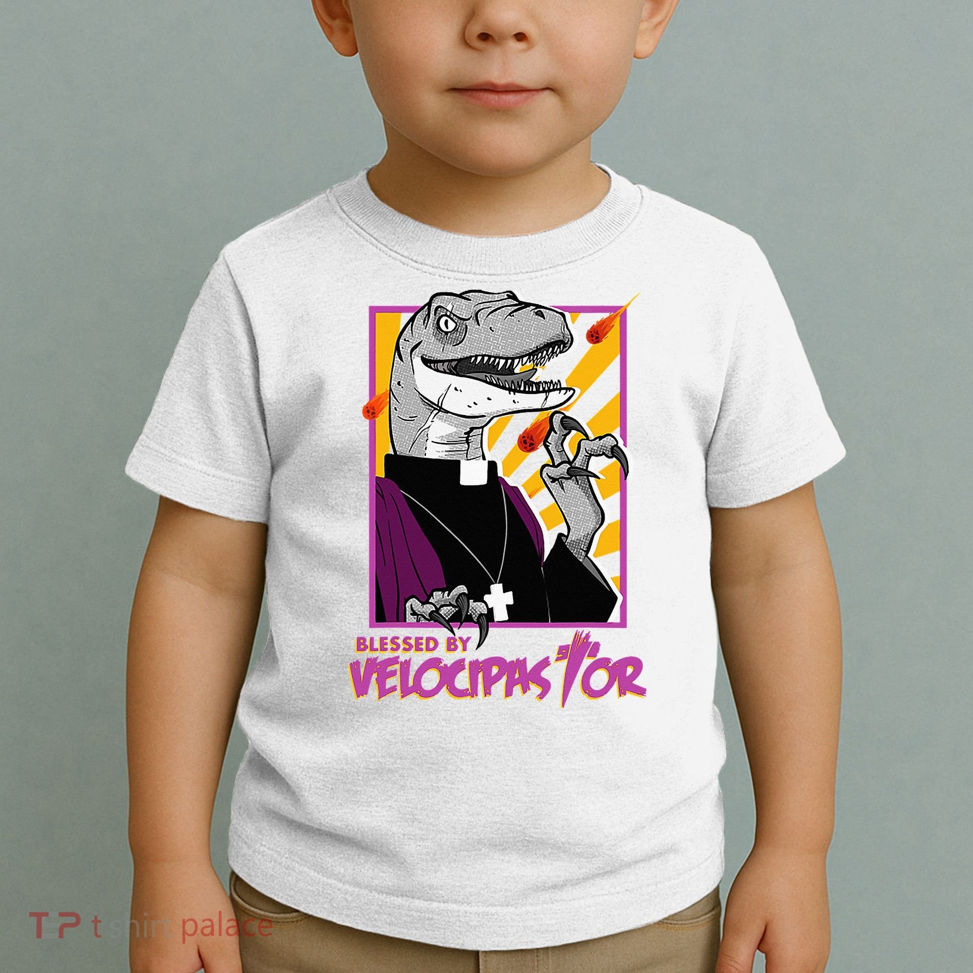 Bless By Velocipastor Cool Dinosaur Parish Priest Toddler T-Shirt