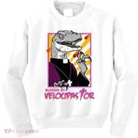 Bless By Velocipastor Cool Dinosaur Parish Priest Kids Sweatshirt thumb 0