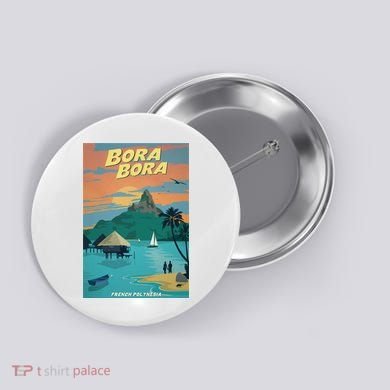Bora Bora Vintage Travel Poster Button