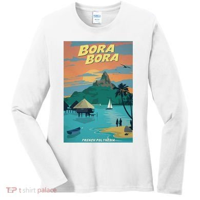 Bora Bora Vintage Travel Poster Women's Long Sleeve Shirt