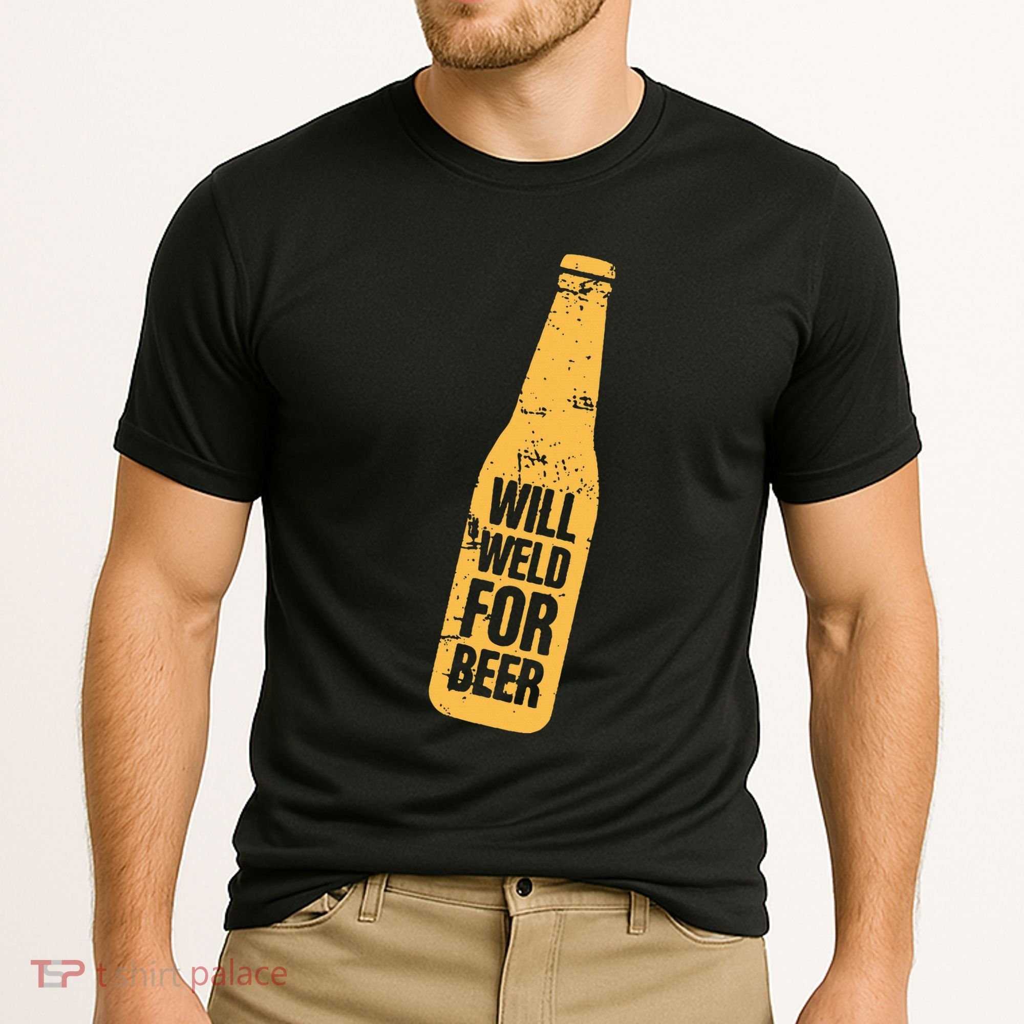 Beer Bottle Will Weld For Beer Alcohol Enthusiast Cooling Performance Crew T-Shirt