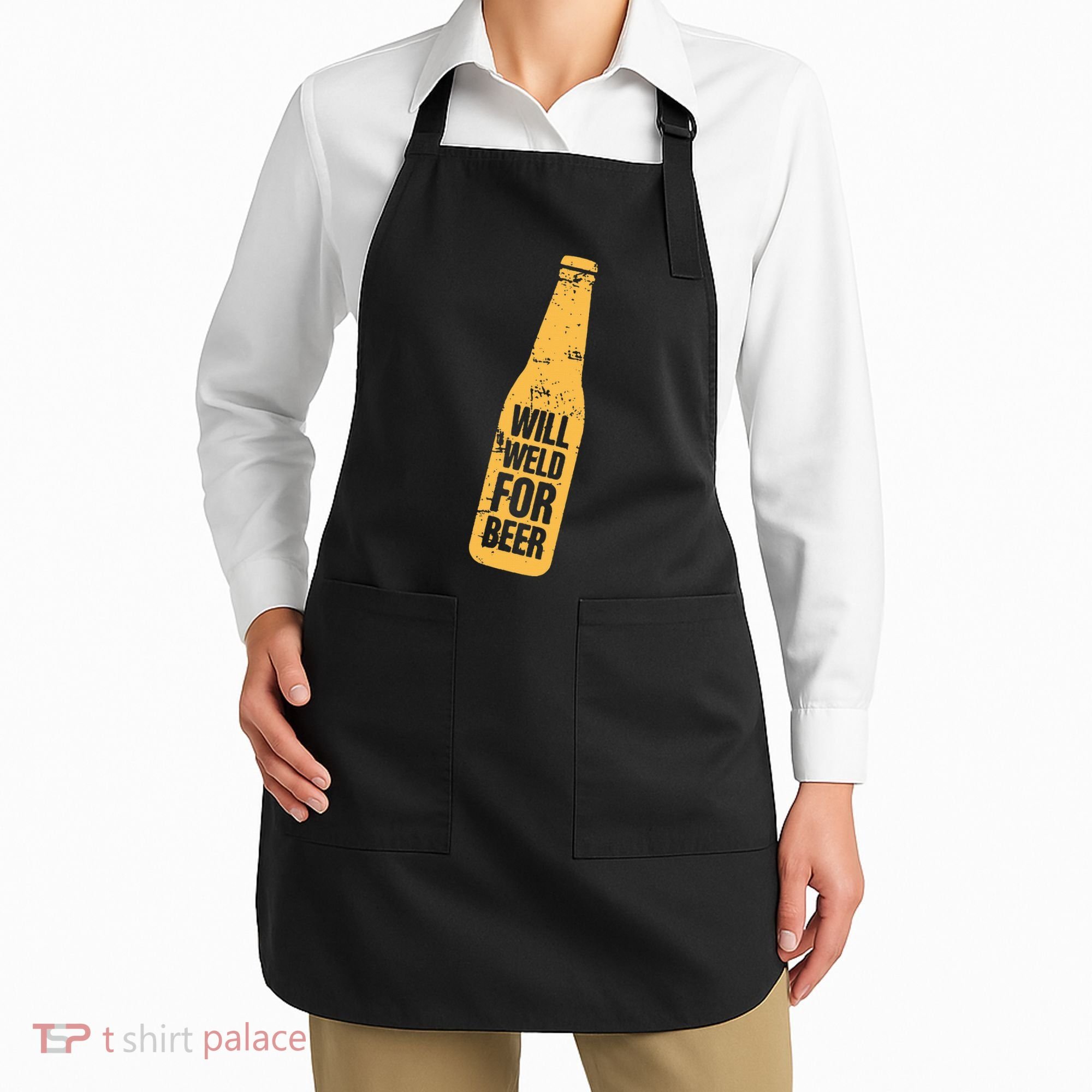 Beer Bottle Will Weld For Beer Alcohol Enthusiast Apron