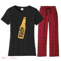 Beer Bottle Will Weld For Beer Alcohol Enthusiast Women's Flannel Pajama Set thumb 0