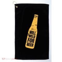 Beer Bottle Will Weld For Beer Alcohol Enthusiast Golf Towel thumb 0