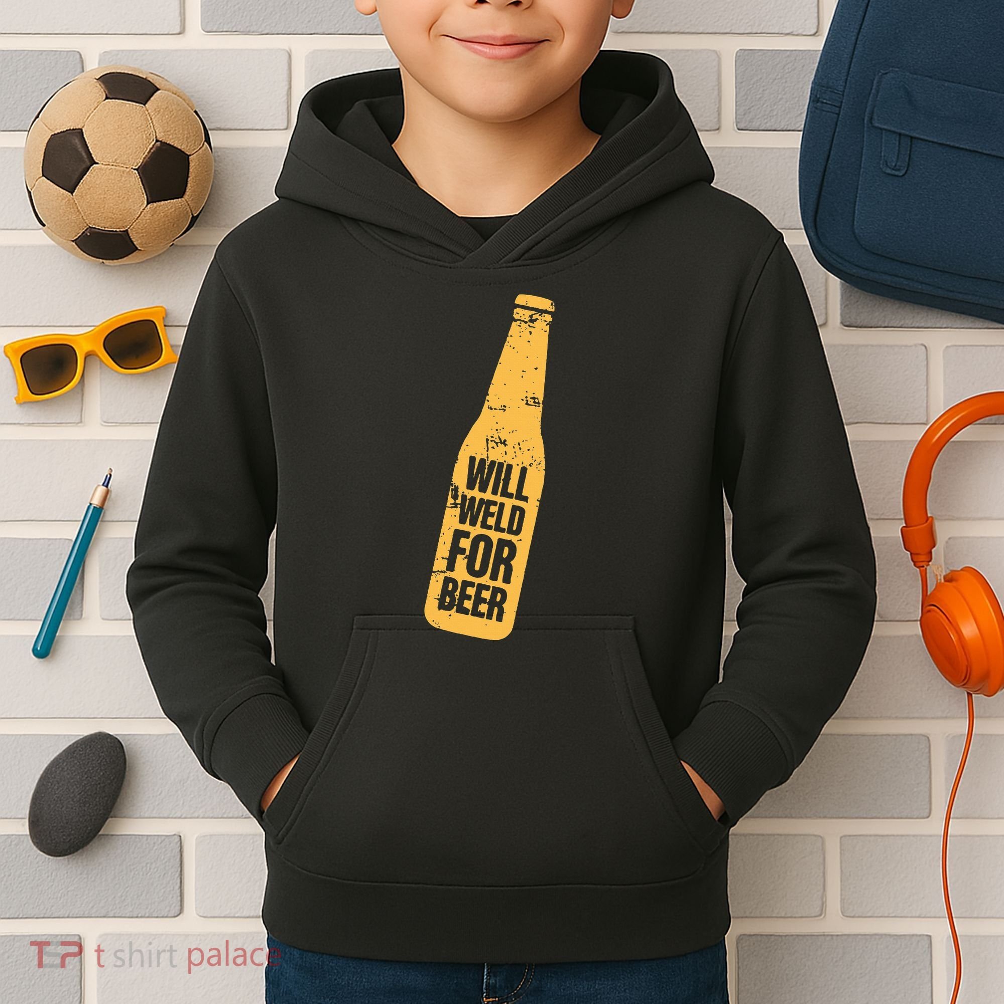 Beer Bottle Will Weld For Beer Alcohol Enthusiast Kids Hoodie