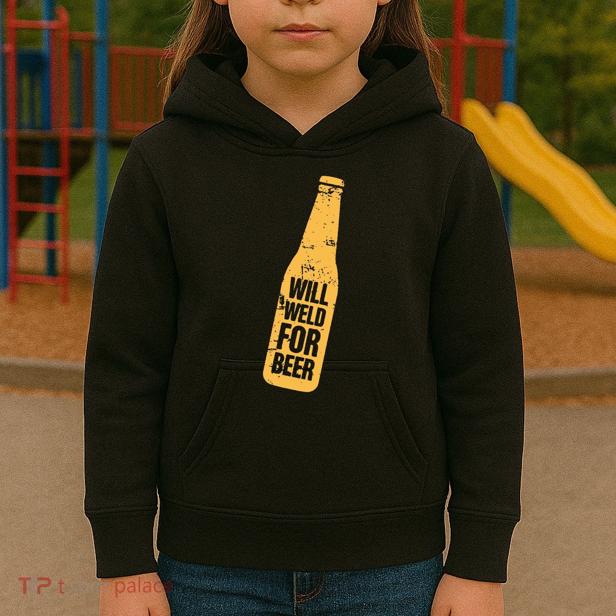 Beer Bottle Will Weld For Beer Alcohol Enthusiast Kids Hoodie