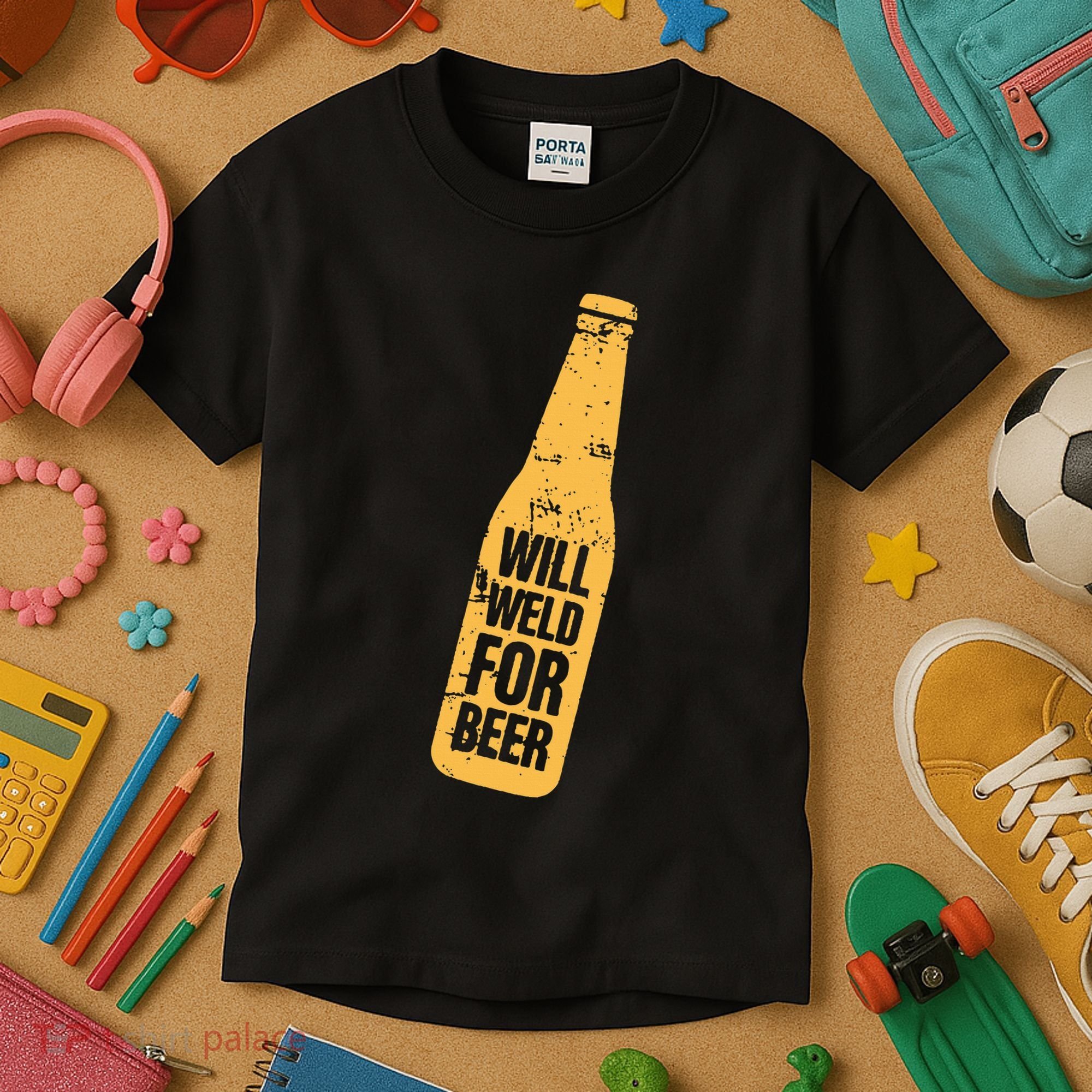 Beer Bottle Will Weld For Beer Alcohol Enthusiast Kids T-Shirt