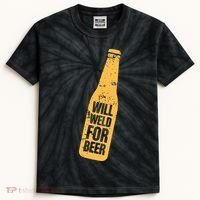 Beer Bottle Will Weld For Beer Alcohol Enthusiast Kids Tie-Dye T-Shirt thumb 0