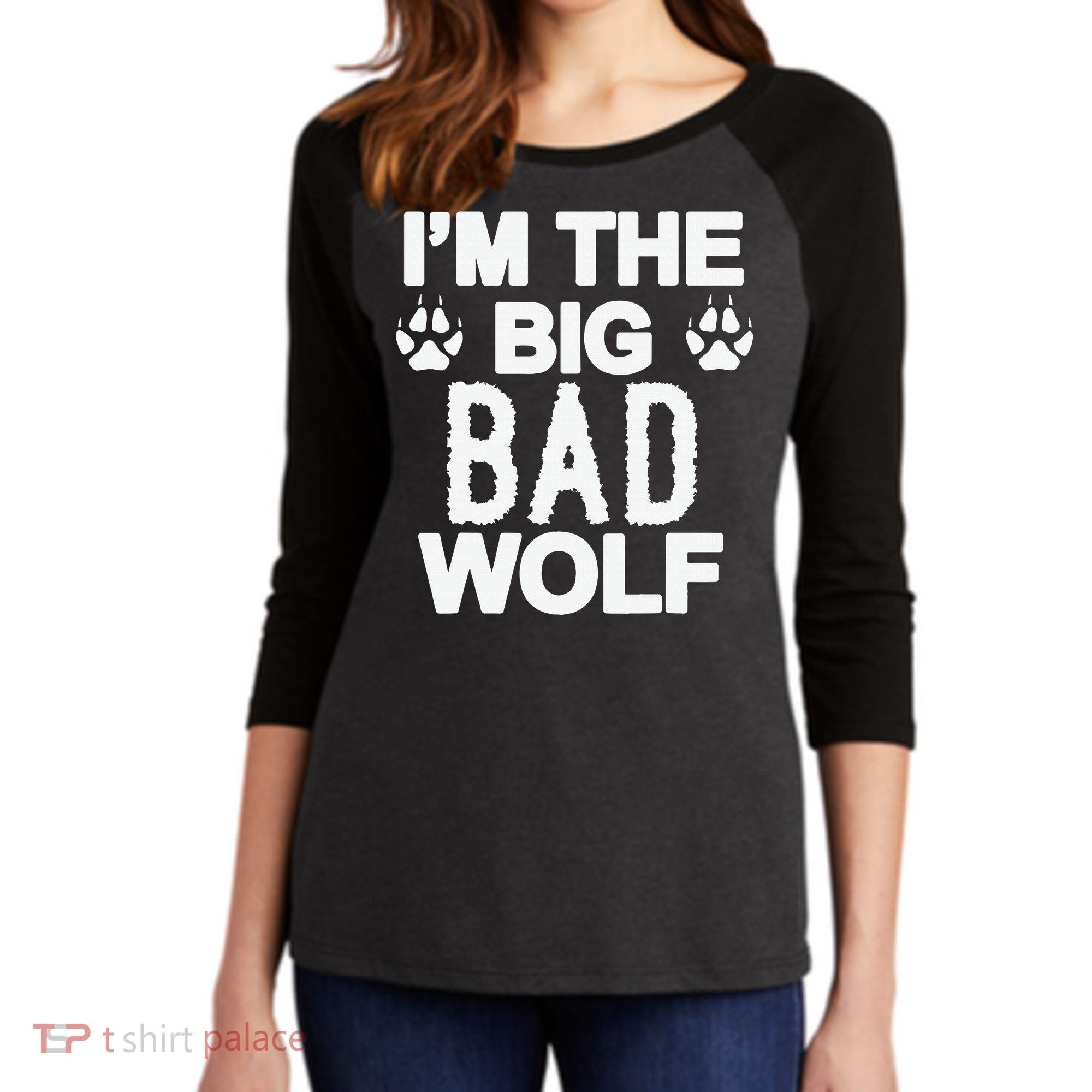 Big Bad Werewolf Wolf Lover Dog Women's Tri-Blend 3/4-Sleeve Raglan Shirt