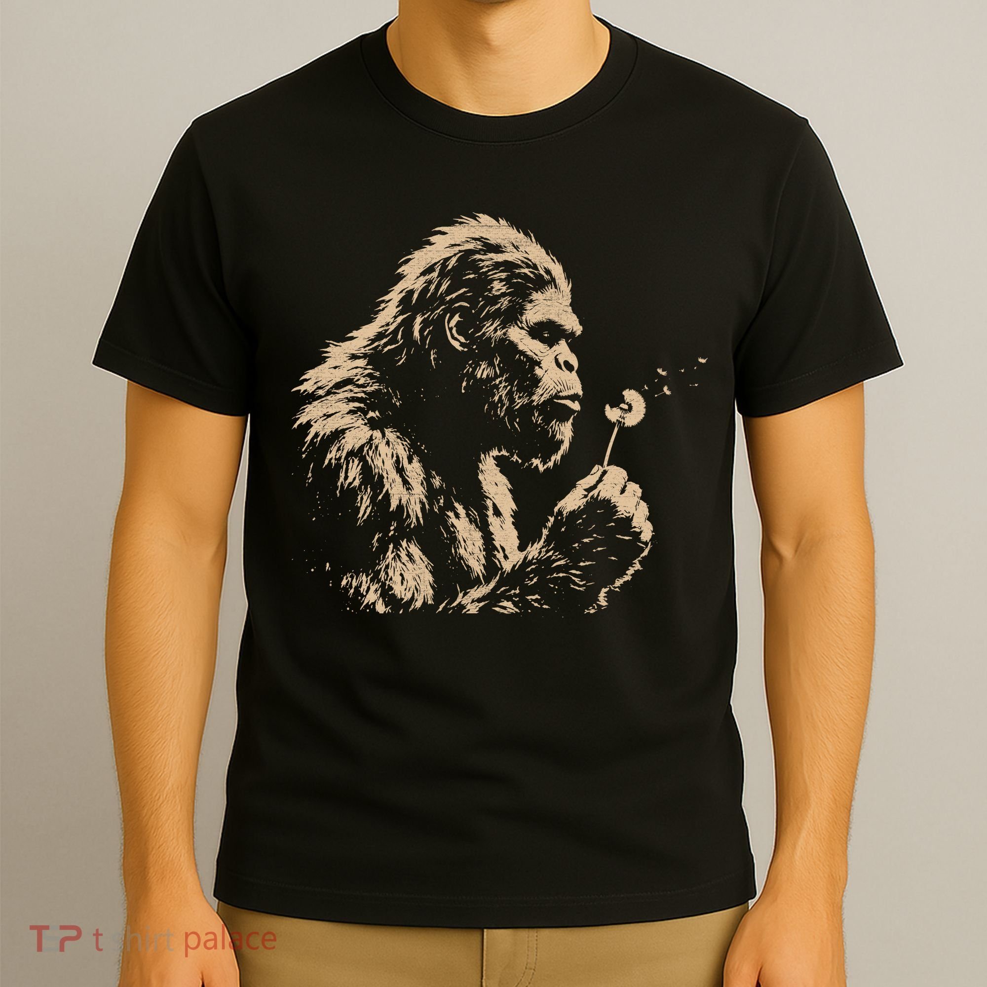 Bigfoot Blowing Wishes Funny Sasquatch Dandelion T-Shirt