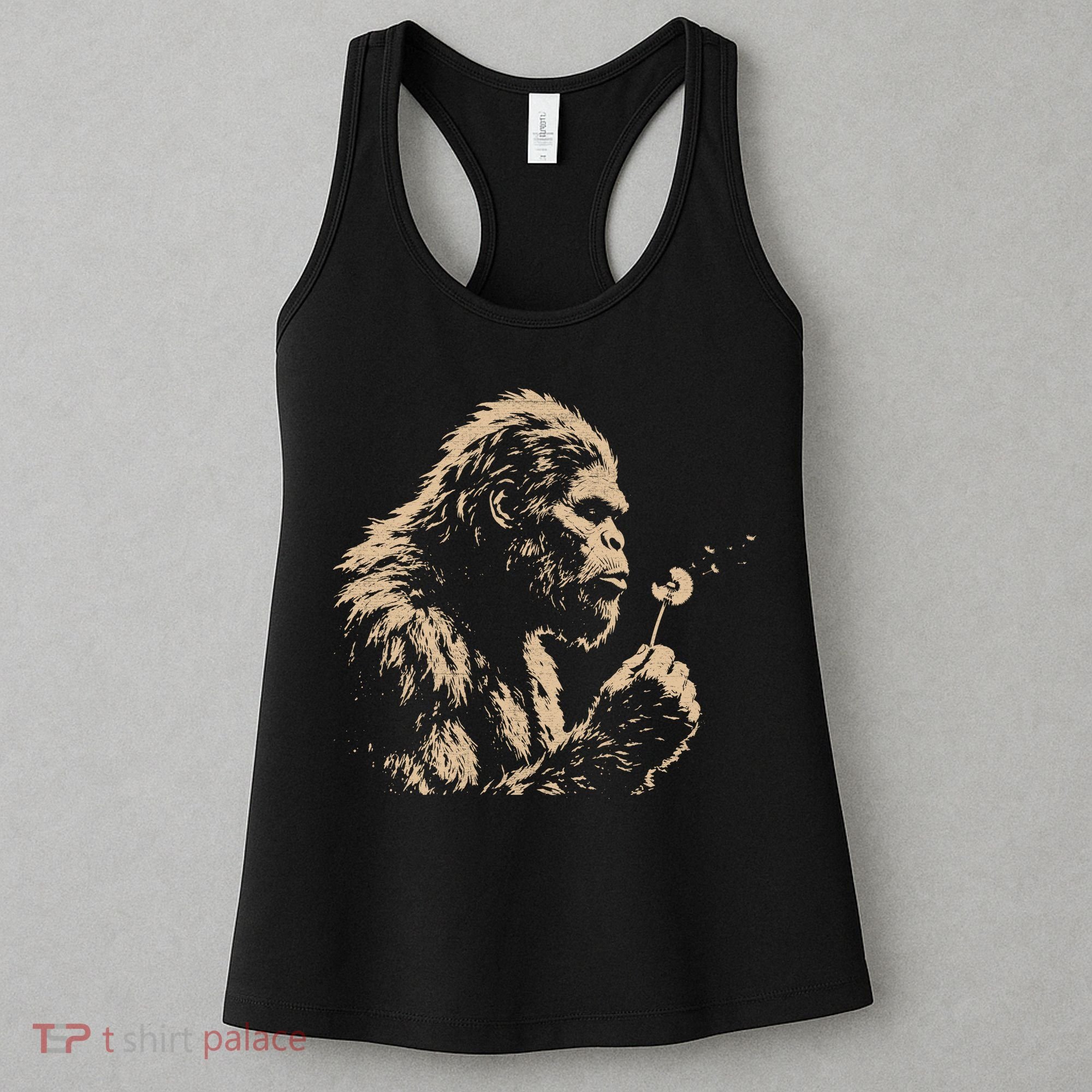Bigfoot Blowing Wishes Funny Sasquatch Dandelion Women's Tank Top