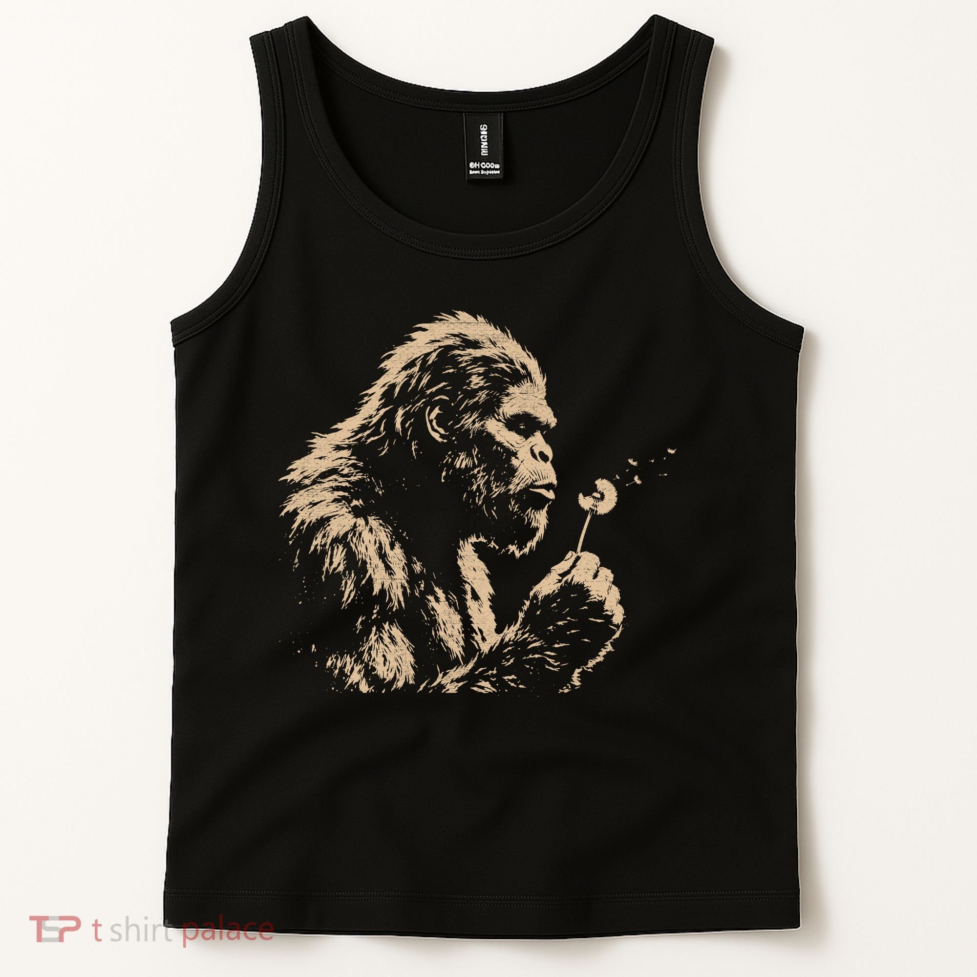 Bigfoot Blowing Wishes Funny Sasquatch Dandelion Tank Top