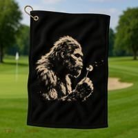 Bigfoot Blowing Wishes Funny Sasquatch Dandelion Golf Towel thumb 1