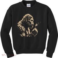 Bigfoot Blowing Wishes Funny Sasquatch Dandelion Kids Sweatshirt thumb 0