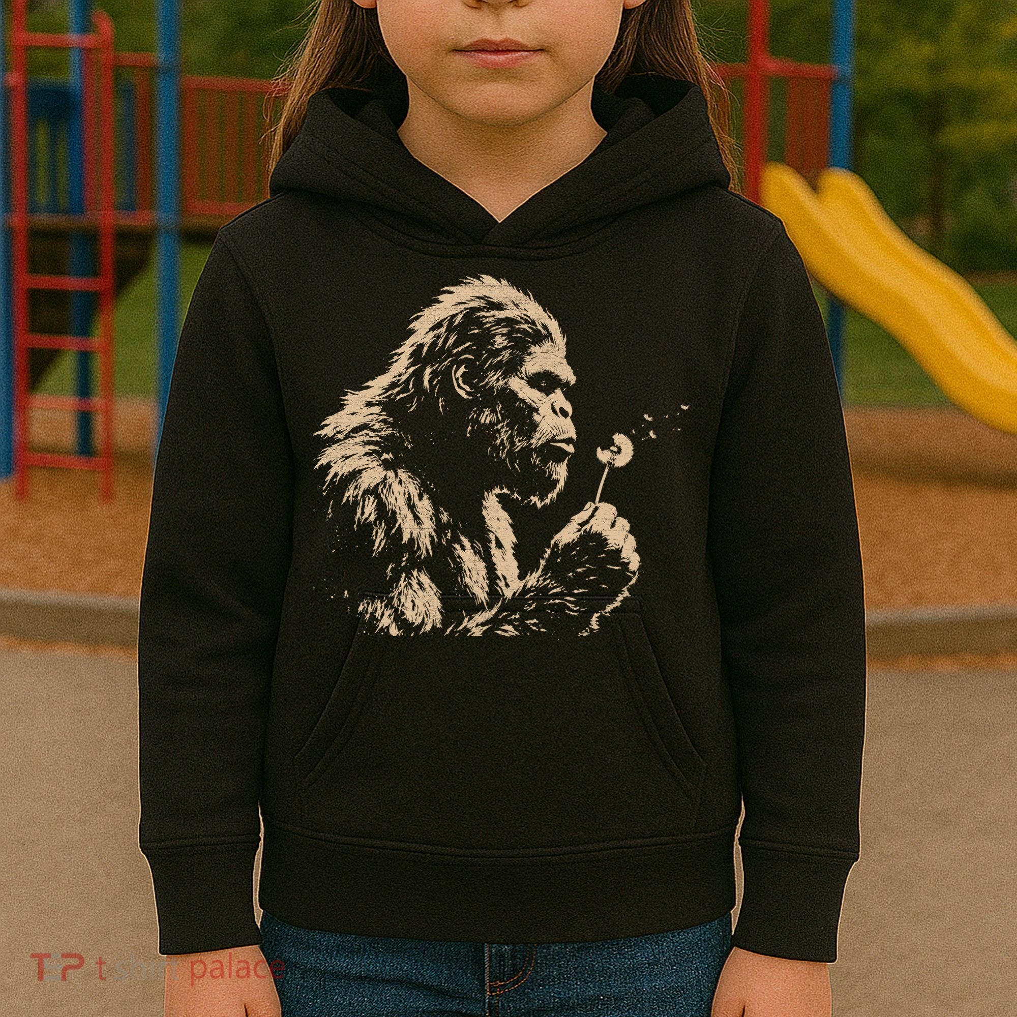 Bigfoot Blowing Wishes Funny Sasquatch Dandelion Kids Hoodie