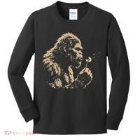 Bigfoot Blowing Wishes Funny Sasquatch Dandelion Kids Long Sleeve Shirt thumb 0