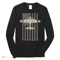 B17 Bomber WW2 Plane Aircraft USA Flag Veteran Pilot Gift Long Sleeve Shirt thumb 0
