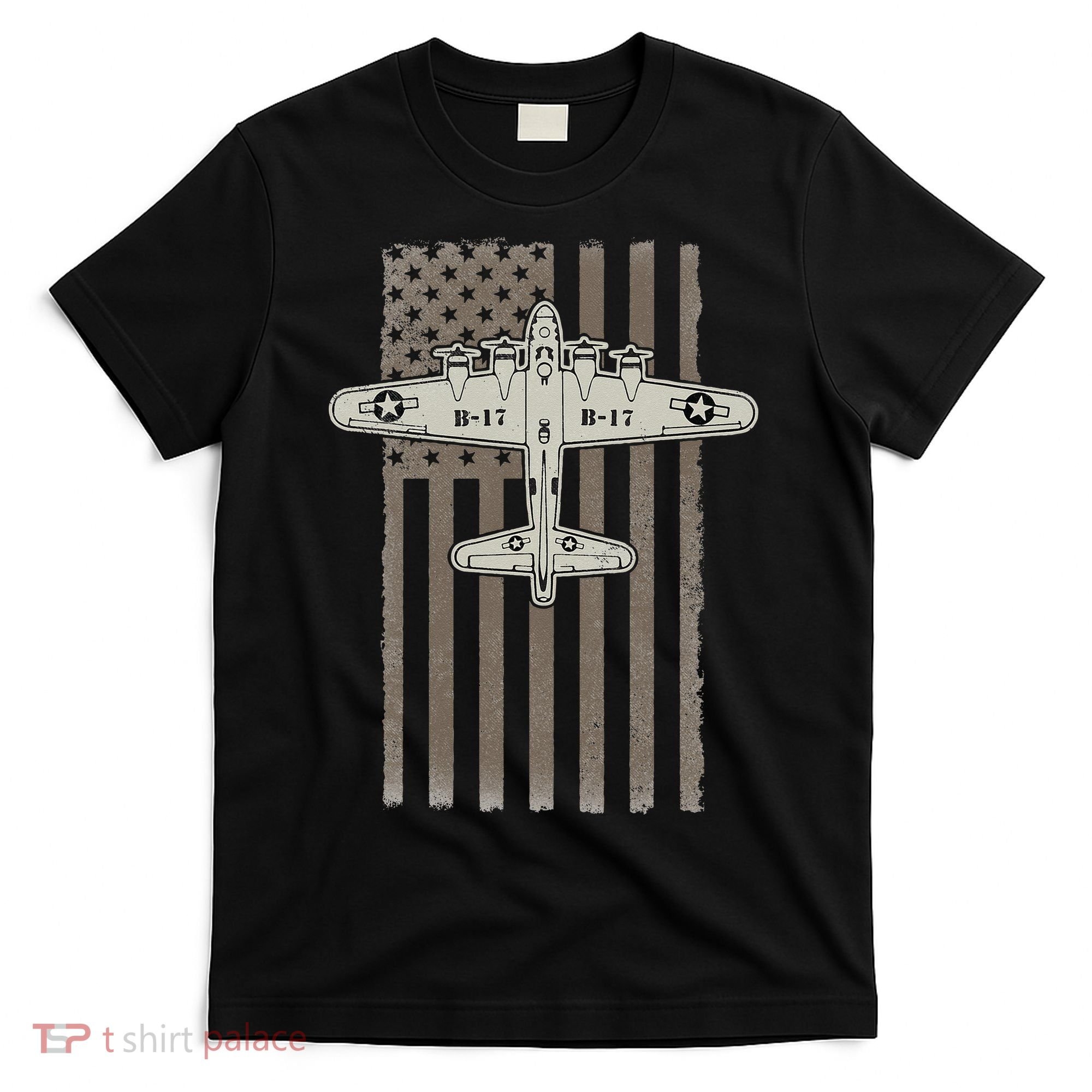 B17 Bomber WW2 Plane Aircraft USA Flag Veteran Pilot Gift T-Shirt