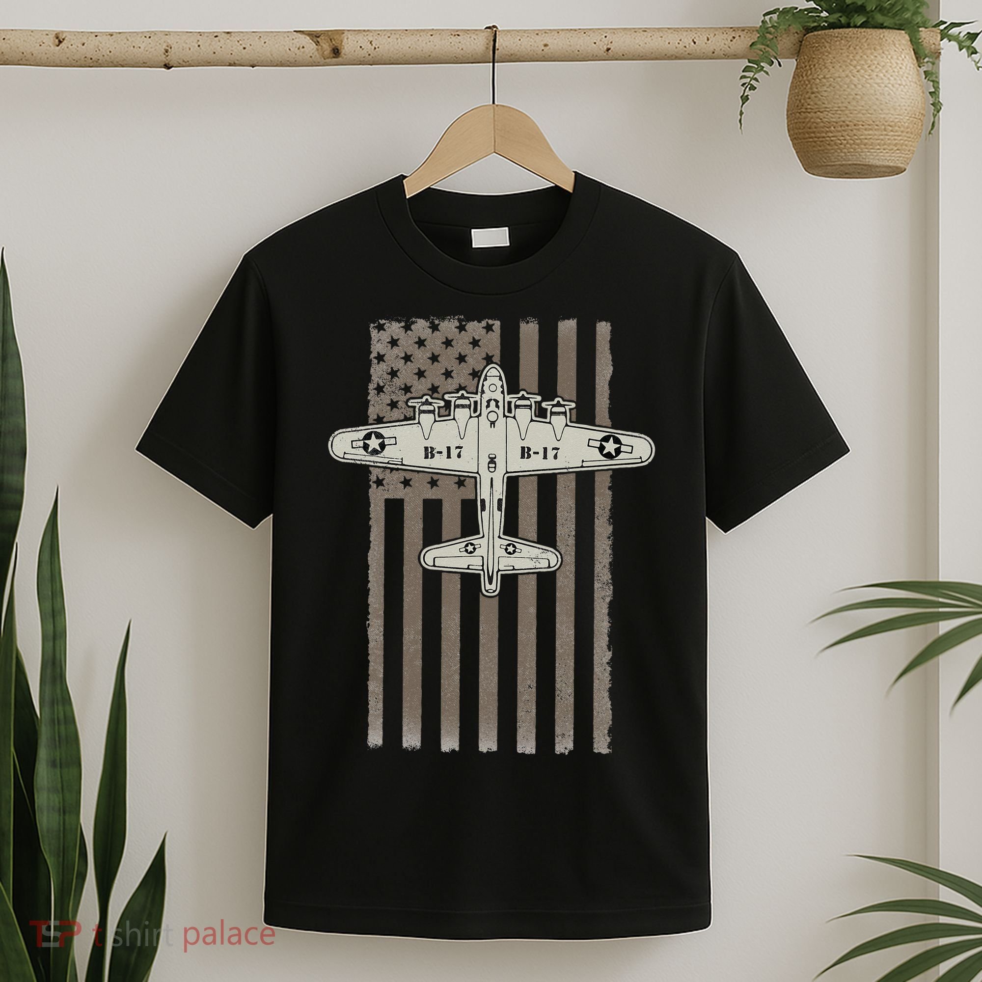 B17 Bomber WW2 Plane Aircraft USA Flag Veteran Pilot Gift T-Shirt