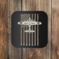 B17 Bomber WW2 Plane Aircraft USA Flag Veteran Pilot Gift Coaster thumb 0