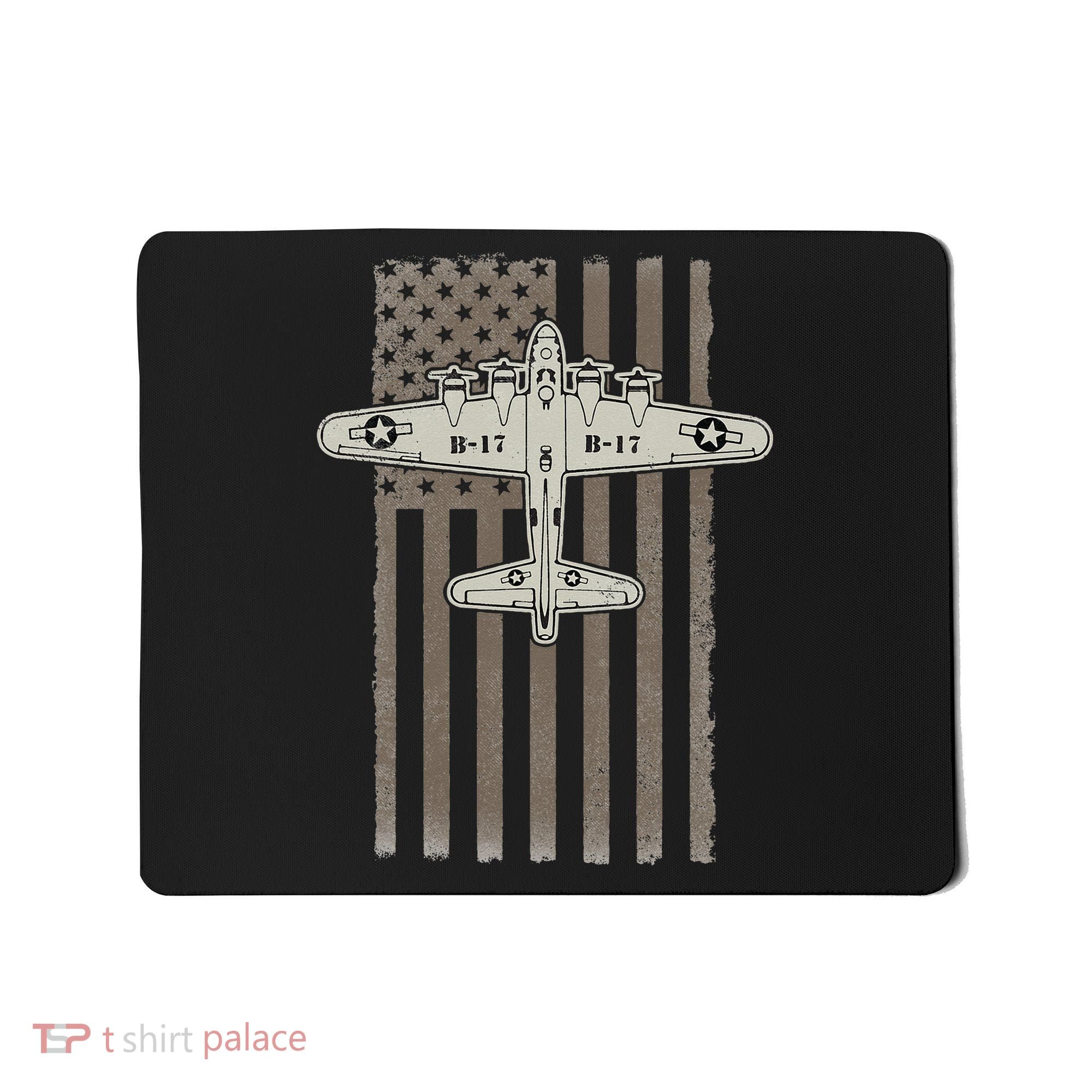 B17 Bomber WW2 Plane Aircraft USA Flag Veteran Pilot Gift Mousepad