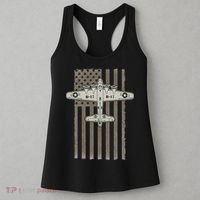 B17 Bomber WW2 Plane Aircraft USA Flag Veteran Pilot Gift Women's Tank Top thumb 3