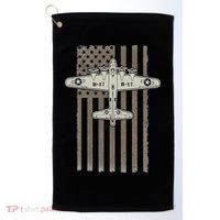 B17 Bomber WW2 Plane Aircraft USA Flag Veteran Pilot Gift Golf Towel thumb 0