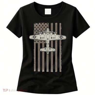 B17 Bomber WW2 Plane Aircraft USA Flag Veteran Pilot Gift Women's T-Shirt
