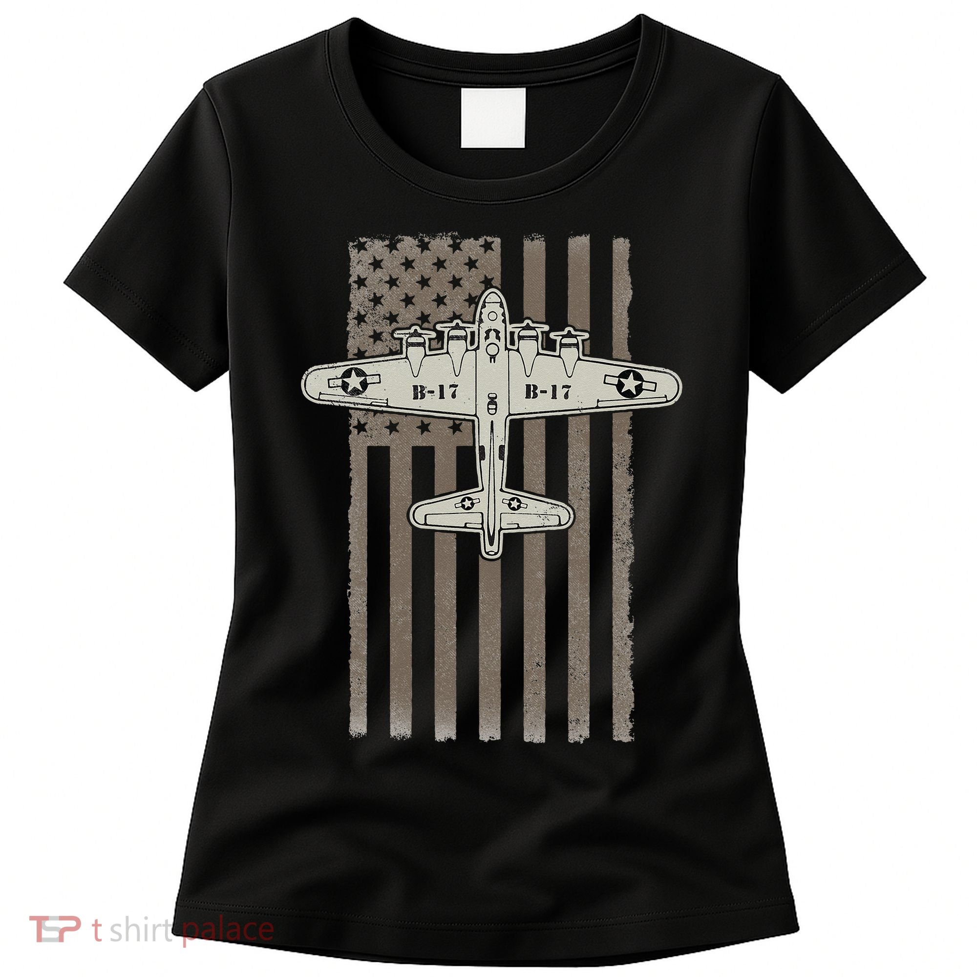 B17 Bomber WW2 Plane Aircraft USA Flag Veteran Pilot Gift Women's T-Shirt
