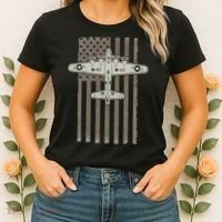 B17 Bomber WW2 Plane Aircraft USA Flag Veteran Pilot Gift Women's T-Shirt thumb 2