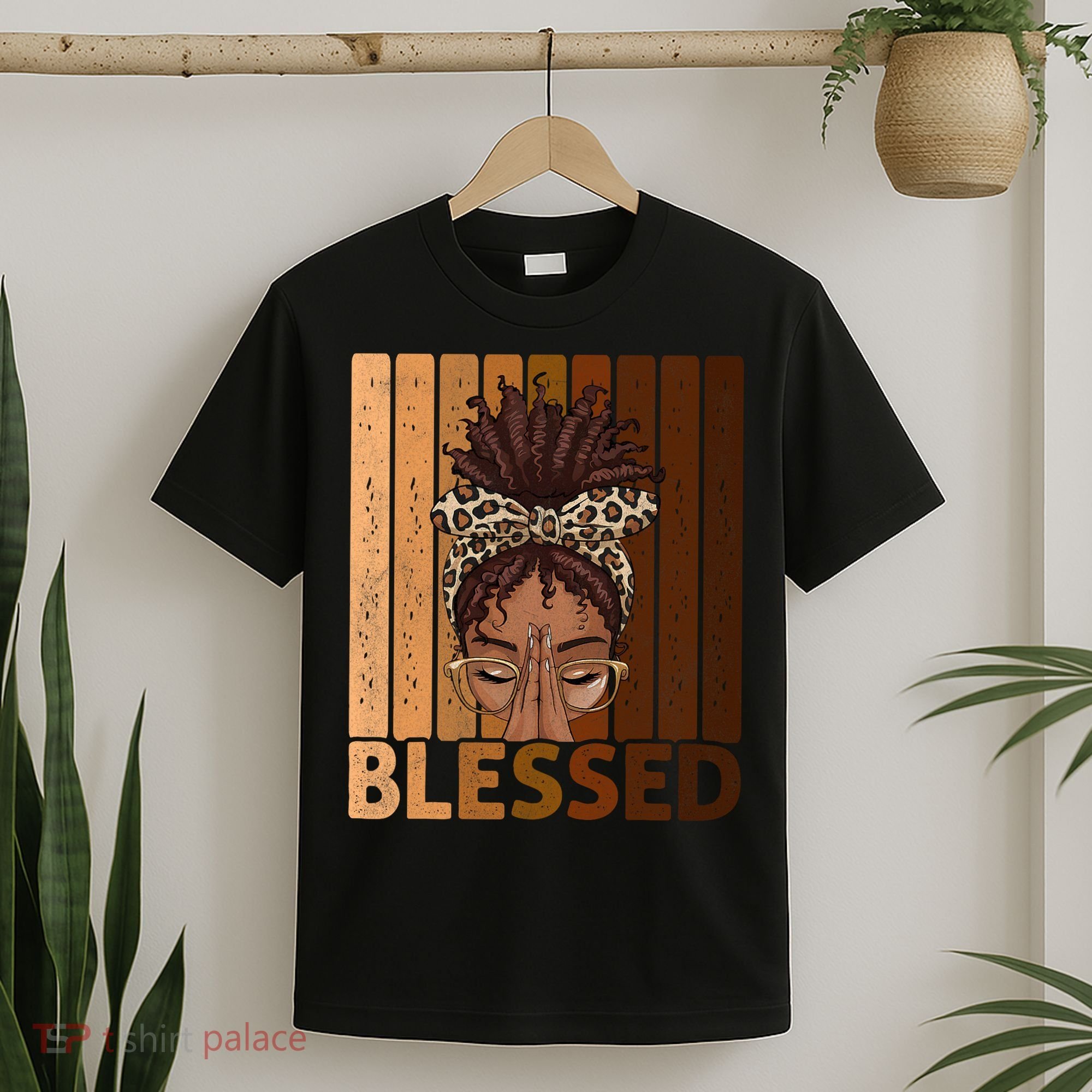 Blessed Black Woman Praying African American Christian  T-Shirt