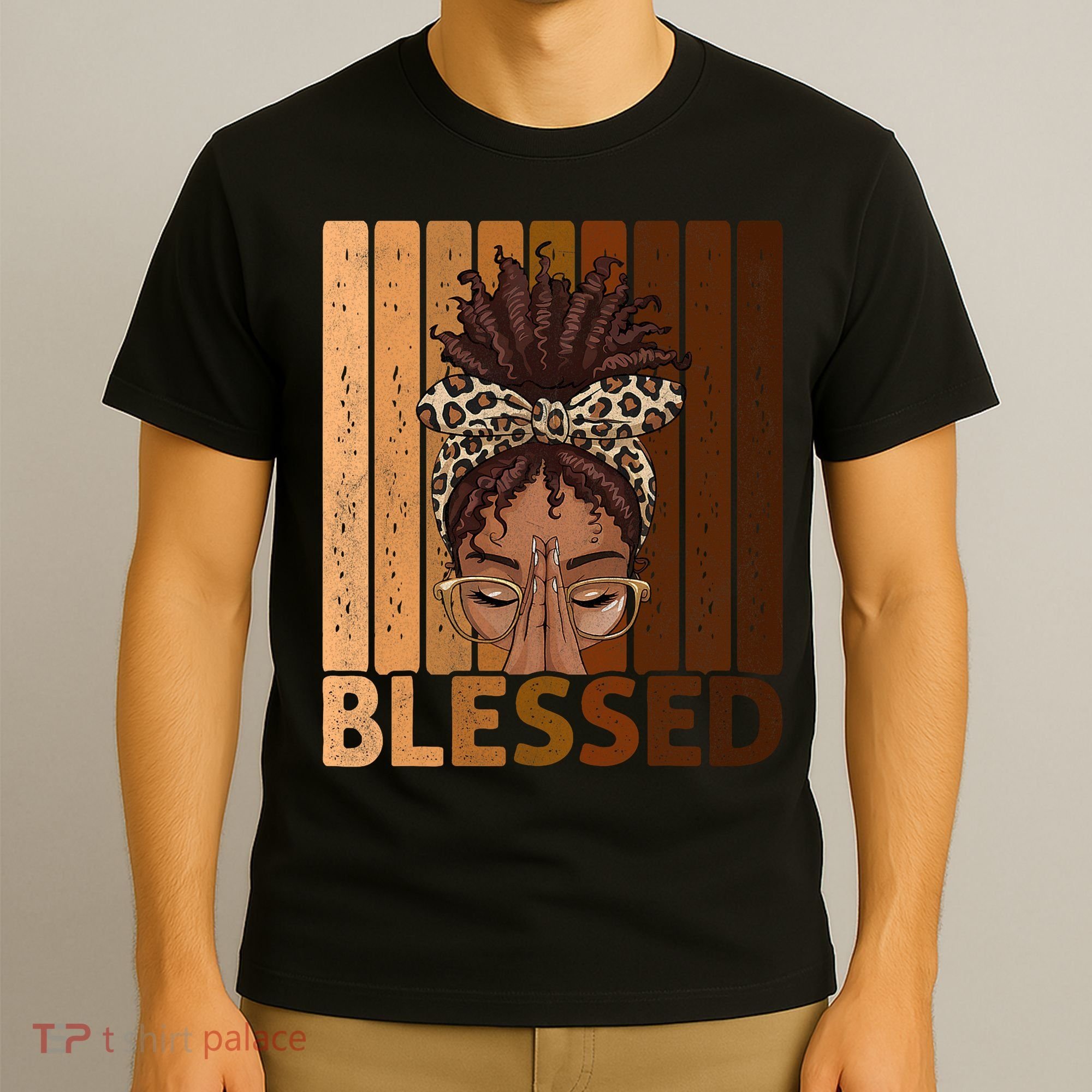 Blessed Black Woman Praying African American Christian  T-Shirt