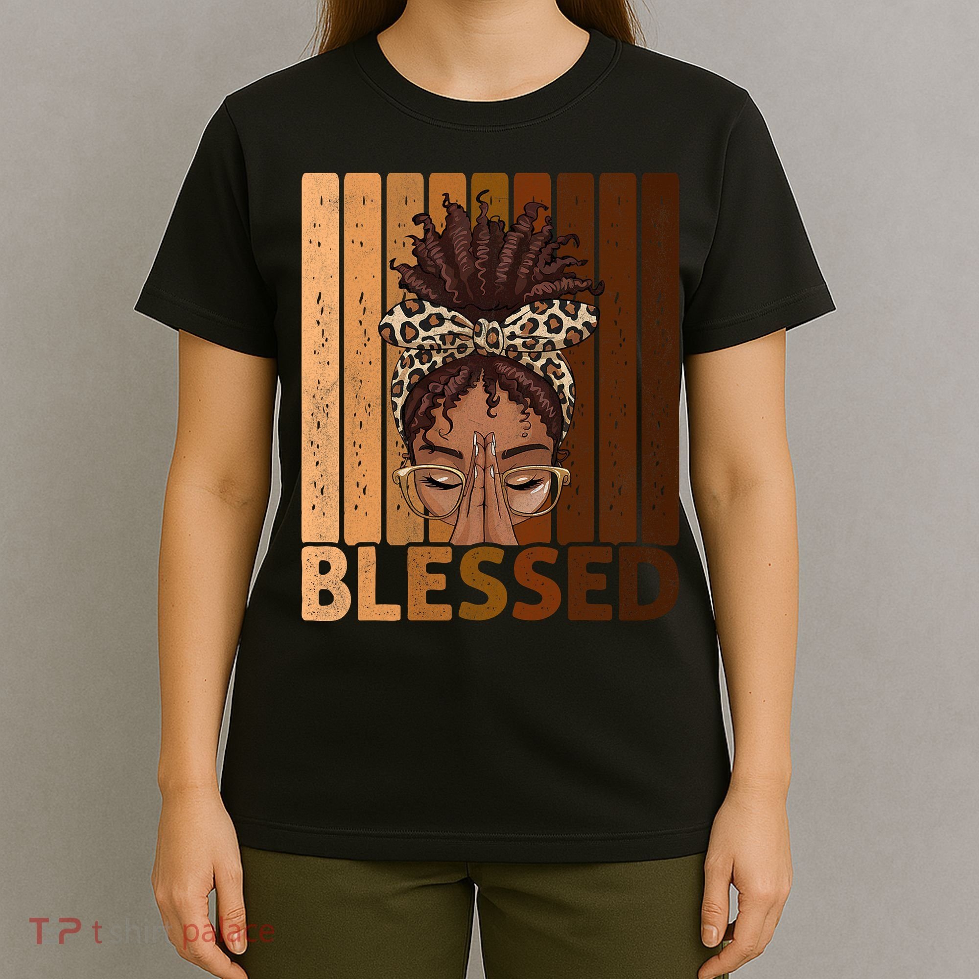 Blessed Black Woman Praying African American Christian  T-Shirt