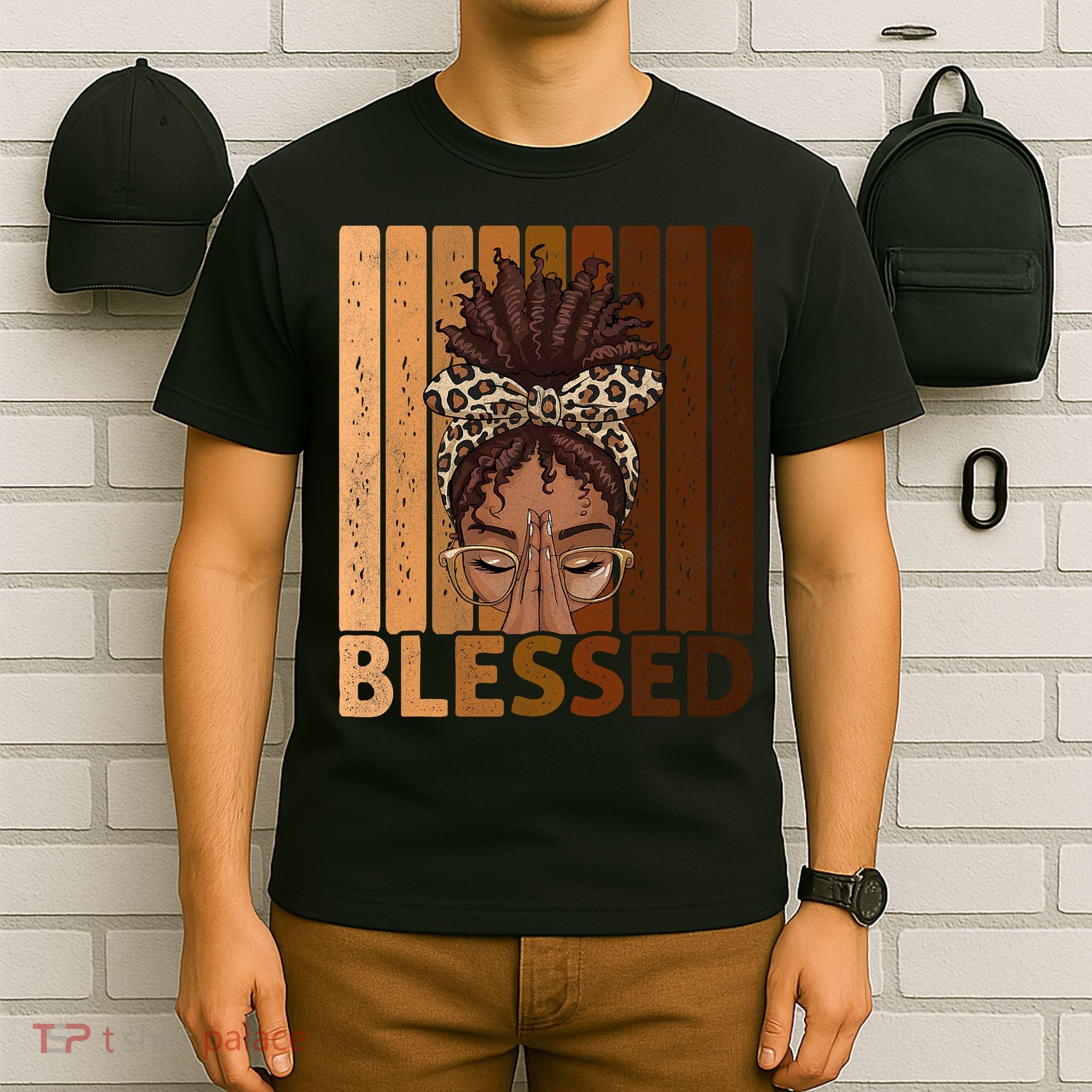Blessed Black Woman Praying African American Christian  T-Shirt