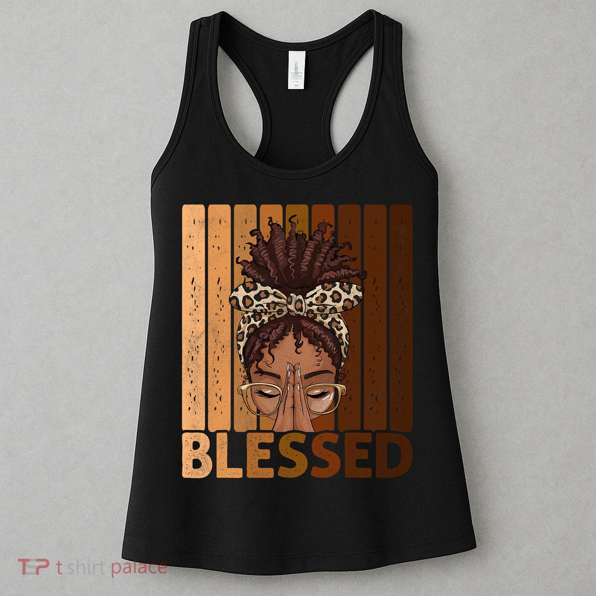 Blessed Black Woman Praying African American Christian  Women's Tank Top