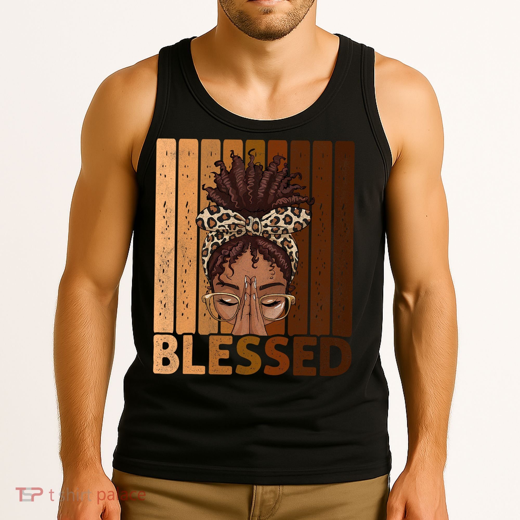 Blessed Black Woman Praying African American Christian  Tank Top
