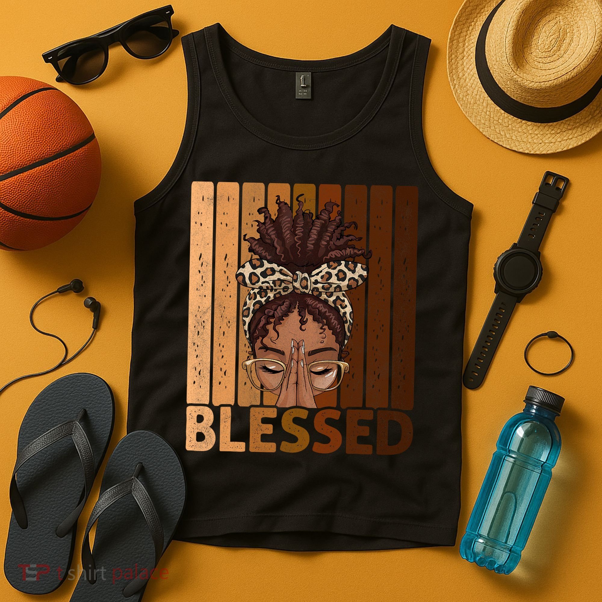 Blessed Black Woman Praying African American Christian  Tank Top