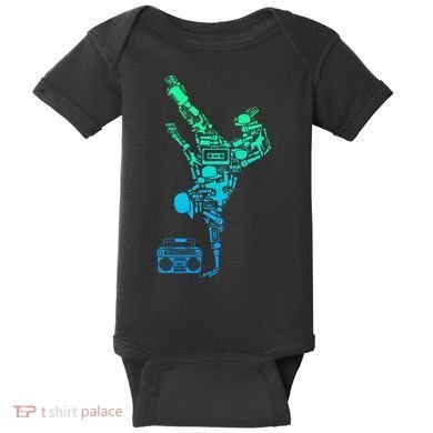 Breakdancer Breakdancing With Hip Hop Dance Music Boombox Baby Bodysuit