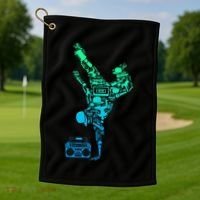 Breakdancer Breakdancing With Hip Hop Dance Music Boombox Golf Towel thumb 1