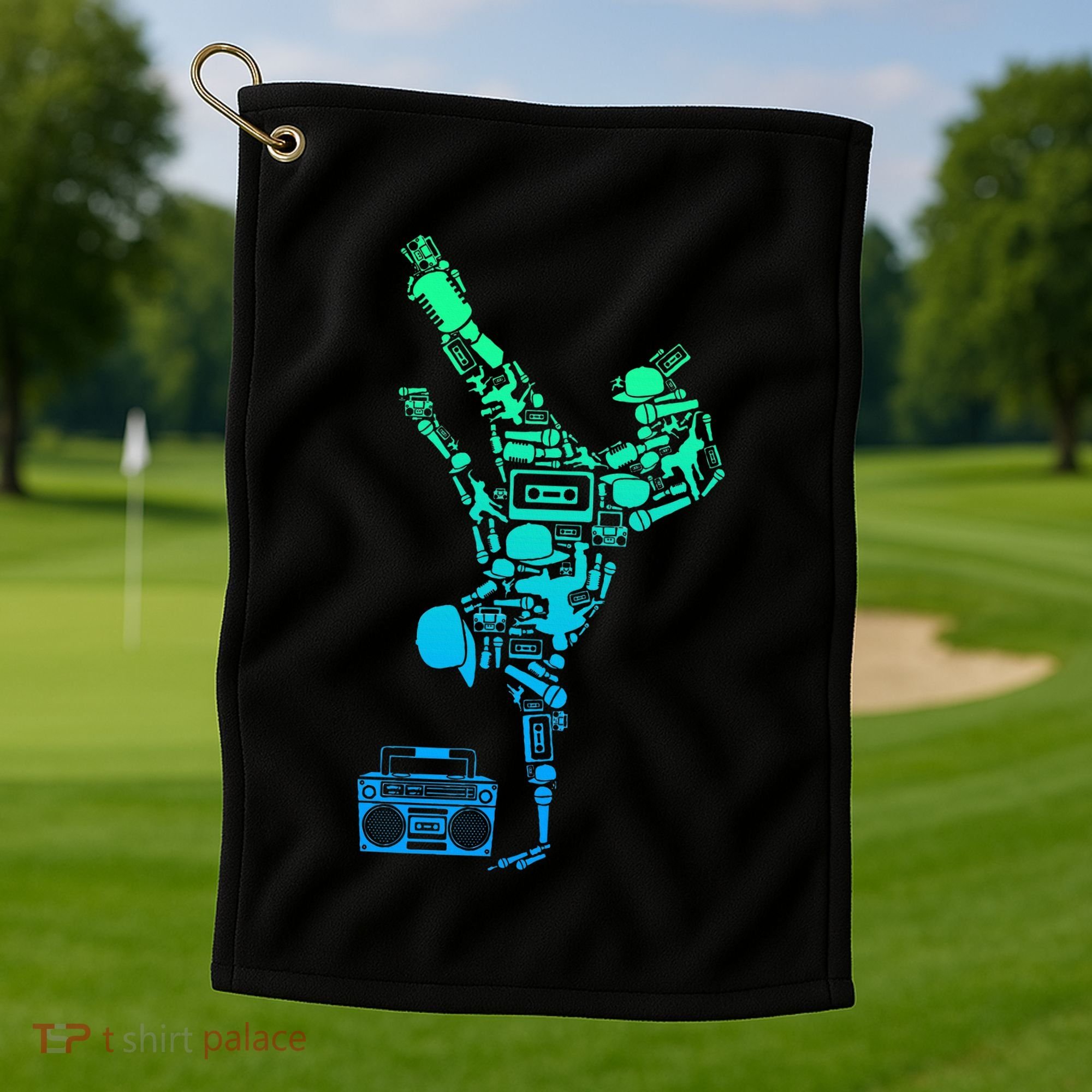 Breakdancer Breakdancing With Hip Hop Dance Music Boombox Golf Towel