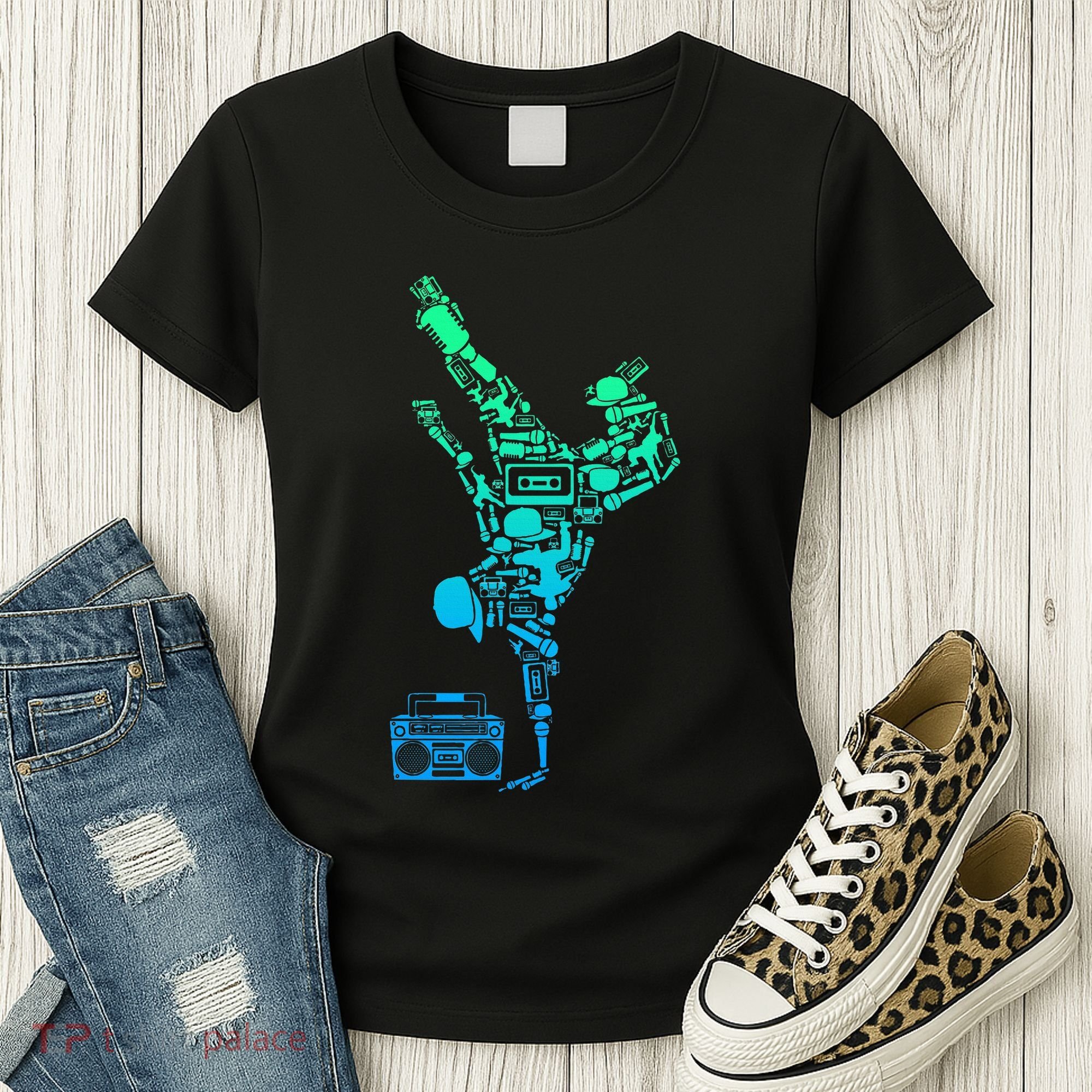 Breakdancer Breakdancing With Hip Hop Dance Music Boombox Women's T-Shirt
