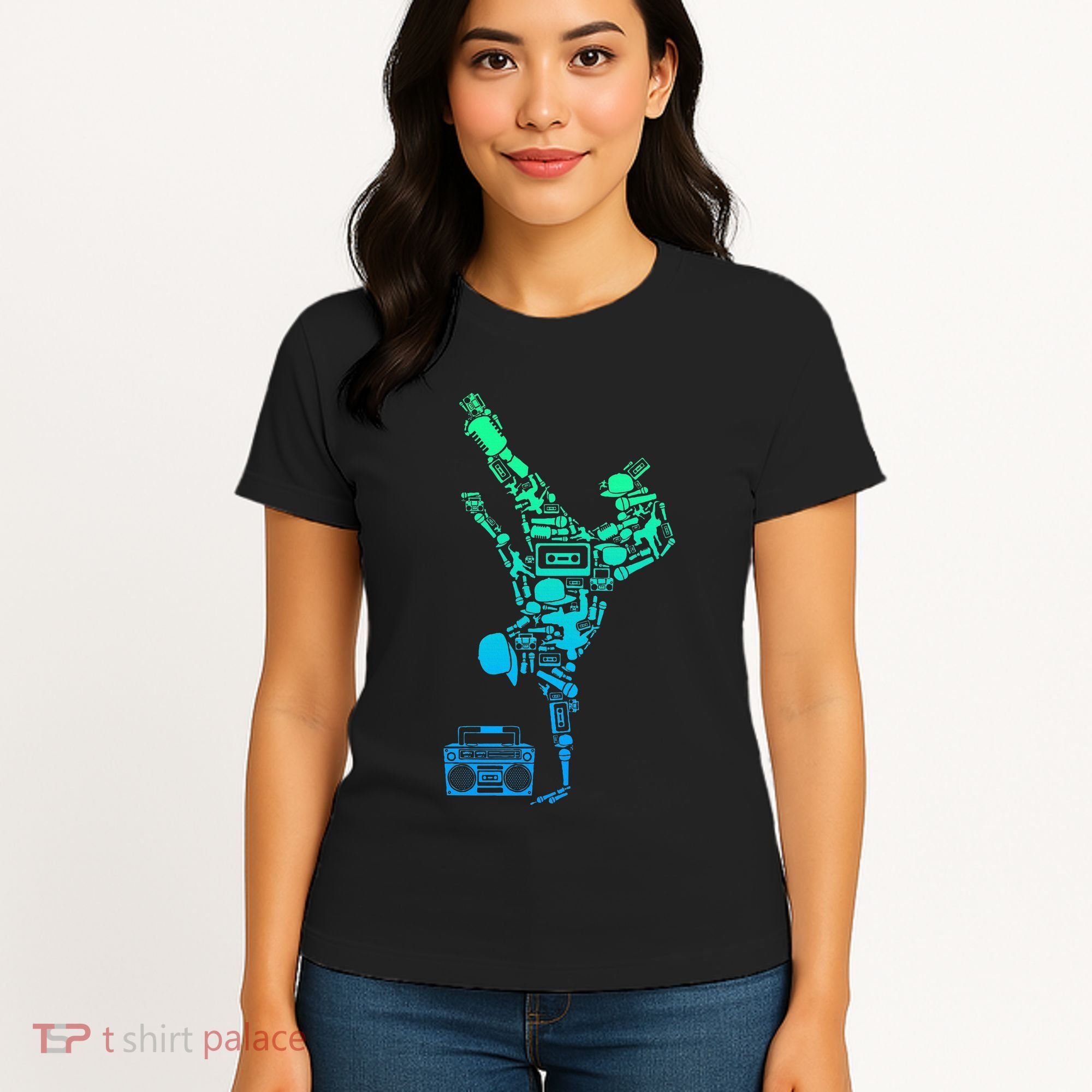 Breakdancer Breakdancing With Hip Hop Dance Music Boombox Women's T-Shirt