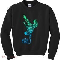 Breakdancer Breakdancing With Hip Hop Dance Music Boombox Kids Sweatshirt thumb 0