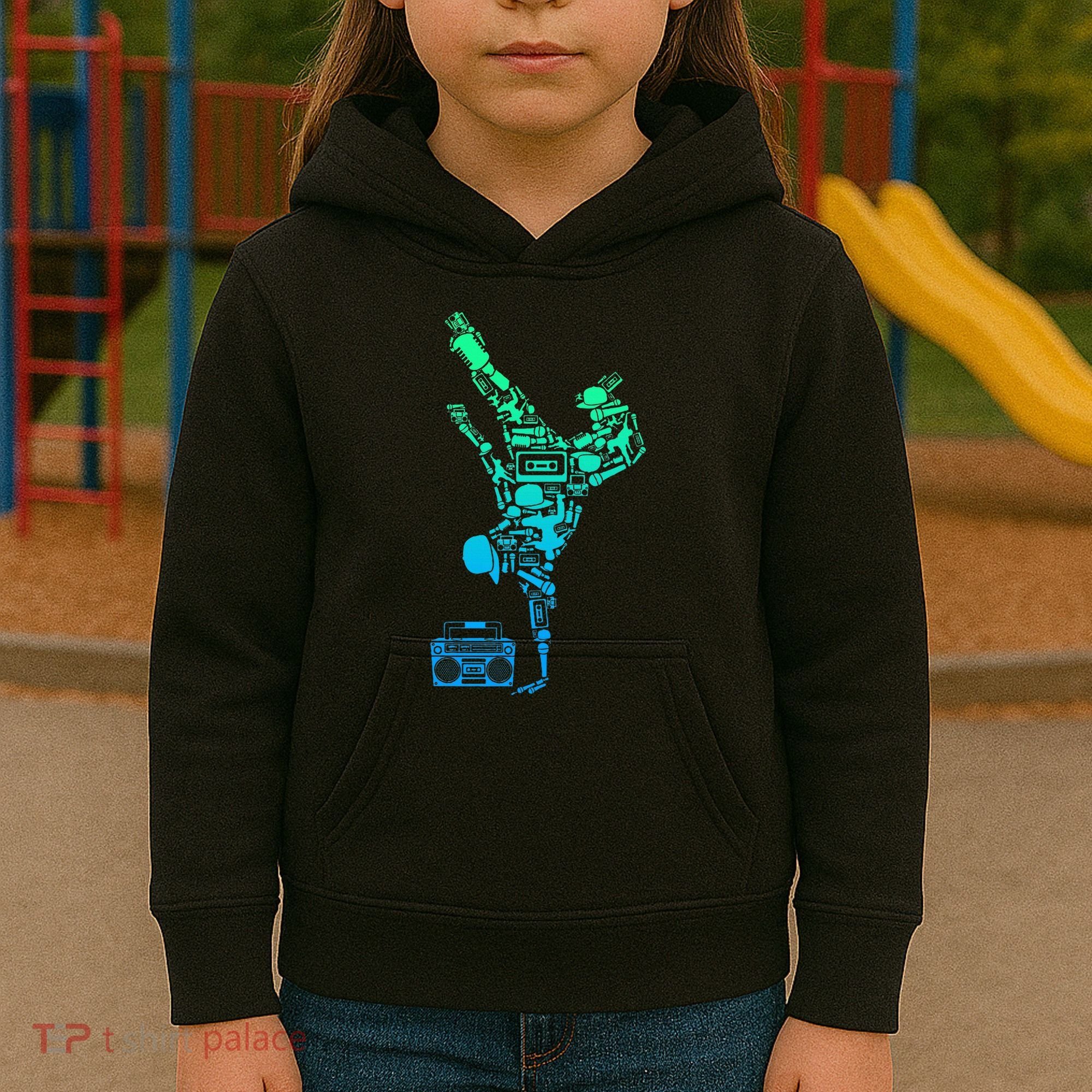 Breakdancer Breakdancing With Hip Hop Dance Music Boombox Kids Hoodie