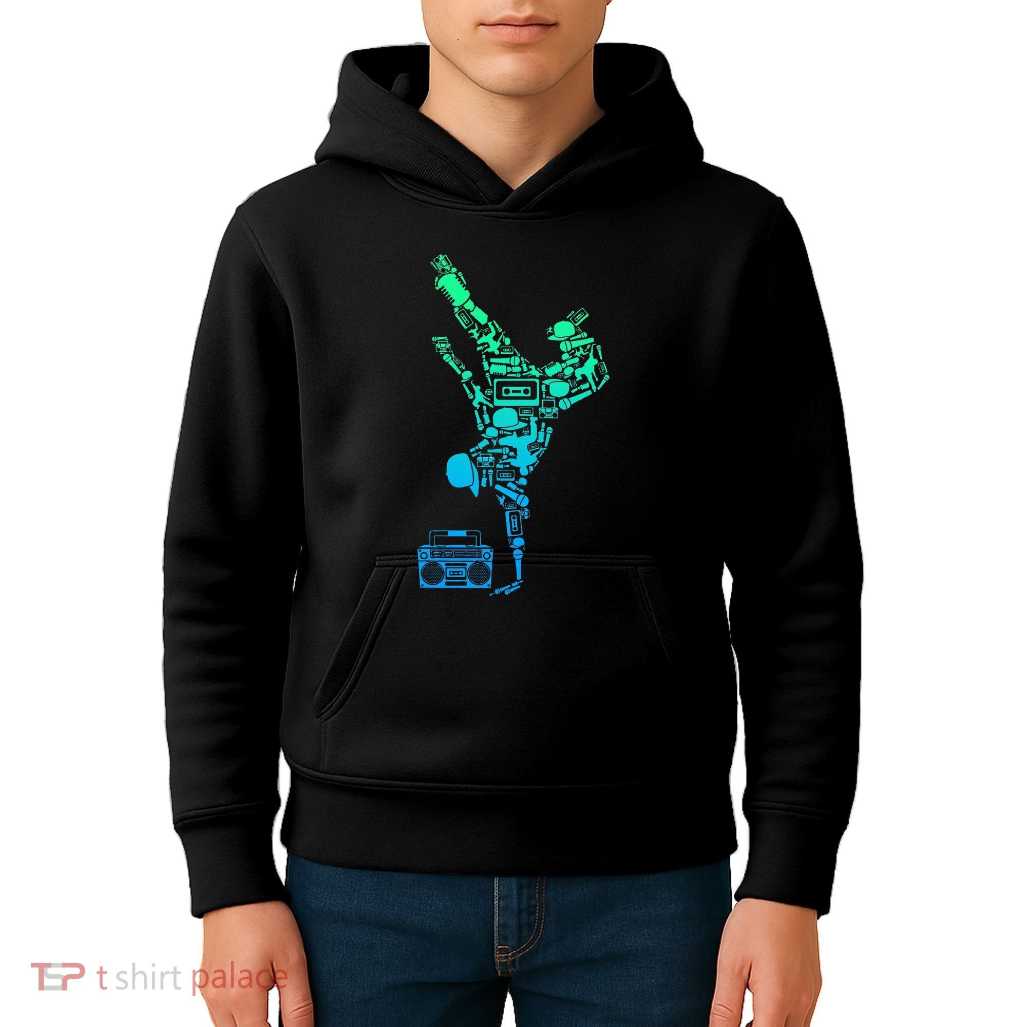 Breakdancer Breakdancing With Hip Hop Dance Music Boombox Kids Hoodie