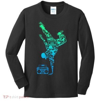 Breakdancer Breakdancing With Hip Hop Dance Music Boombox Kids Long Sleeve Shirt